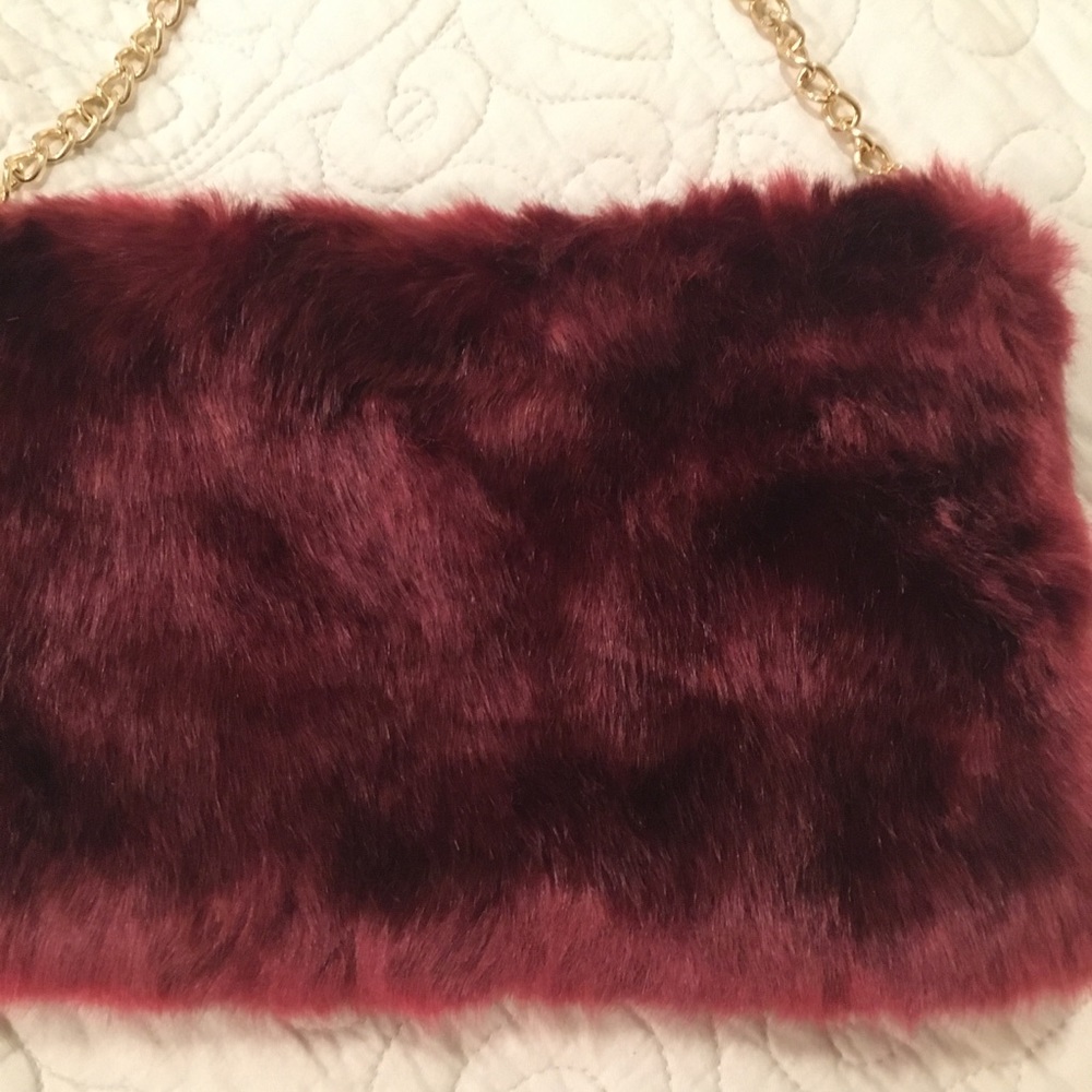 Soft faux fur clutch purse